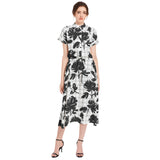 Drawstring Waist A-line Flared Midi Dress - Objet D'Art