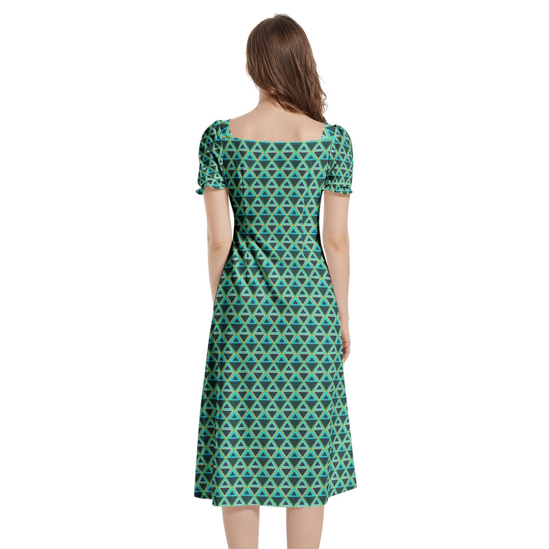 Puff Sleeve Split Thigh Midi Dress - Objet D'Art