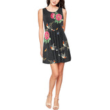 robins flowers print 2 Thea Sleeveless Skater Dress(Model D19) - Objet D'Art