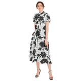 Drawstring Waist A-line Flared Midi Dress - Objet D'Art