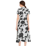 Drawstring Waist A-line Flared Midi Dress - Objet D'Art