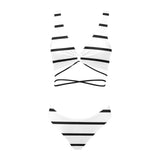 bw striped print 5 Cross String Bikini Set (Model S29) - Objet D'Art