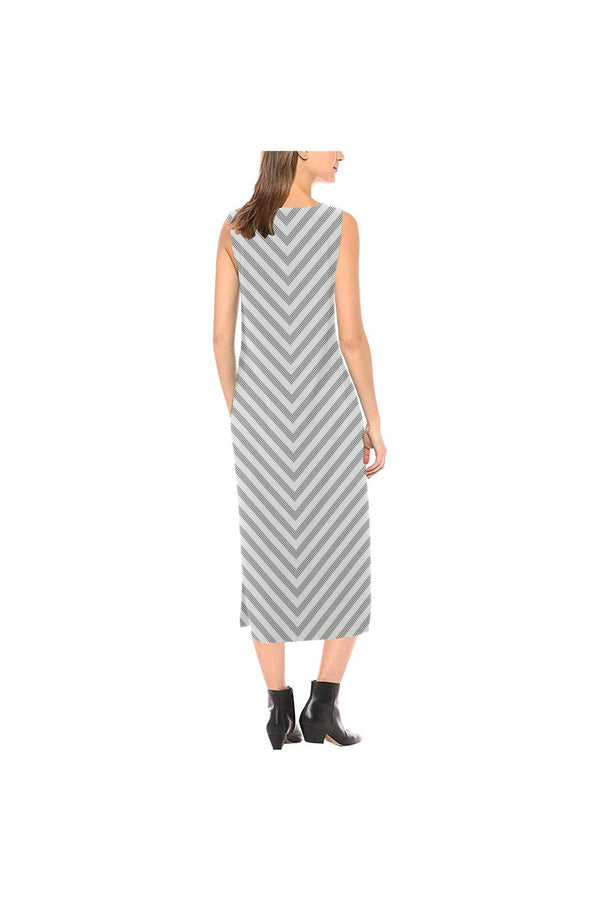 V-Striped Phaedra Sleeveless Open Fork Long Dress - Objet D'Art