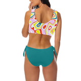 light pine green solid print Bow Tie Front Bikini Swimsuit - Objet D'Art
