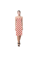 Coral Orange Checker Alcestis Slip Dress (Model D05) - Objet D'Art