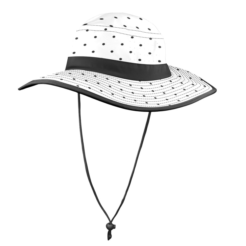 bw polka dot print copy Wide Brim Bucket Hat - Objet D'Art