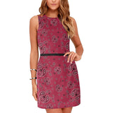 dark red paisley yoga_leggings_template-Recovered-Recovered copy Eos Women's Sleeveless Dress (Model D01) - Objet D'Art