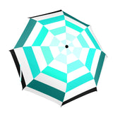 teal umbrella ombre print Semi-Automatic Foldable Umbrella (Model U12) - Objet D'Art