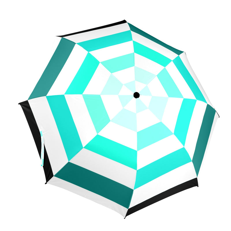 teal umbrella ombre print Semi-Automatic Foldable Umbrella (Model U12) - Objet D'Art