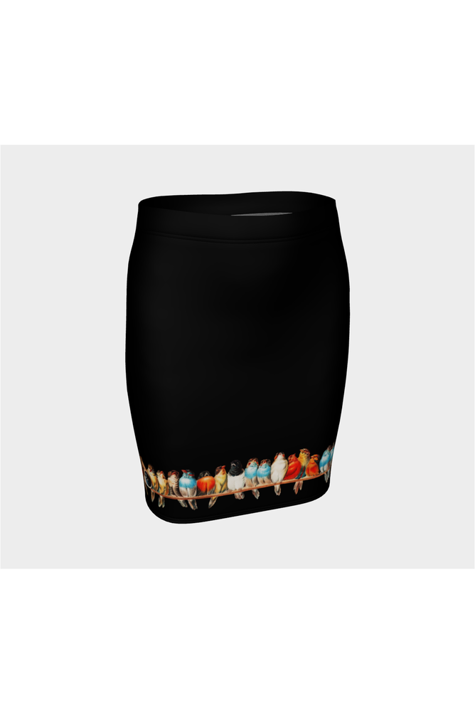 Midnight Perch of Birds Fitted Skirt - Objet D'Art
