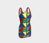 Painted Window Pane Bodycon Dress - Objet D'Art