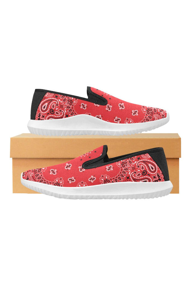 red bandana Orion Slip-on Women's Canvas Sneakers (Model 042) - Objet D'Art