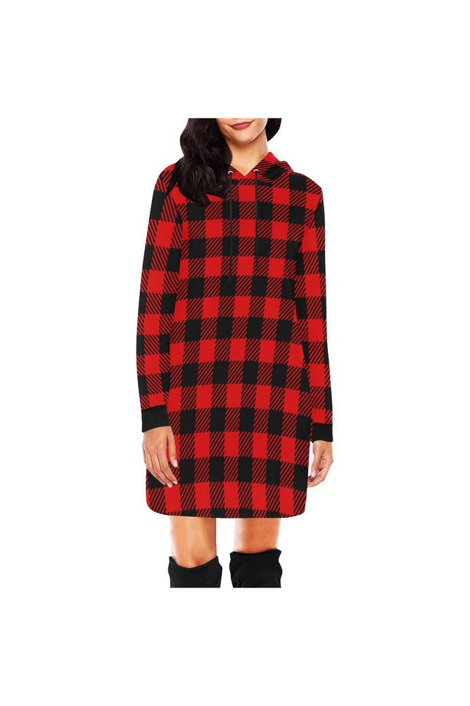 BUF 2 buffalo plaid H27 - HOOD All Over Print Hoodie Mini Dress (Model H27) - Objet D'Art