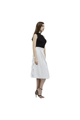 Falda de crepé Aoede con rayas verticales en blanco y negro - Objet D'Art Online Retail Store