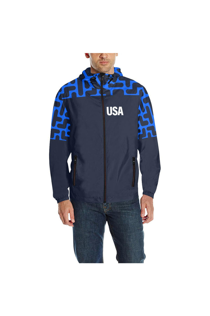USA - HOOD MID TETRIS All Over Print Quilted Windbreaker for Men (Model H35) - Objet D'Art