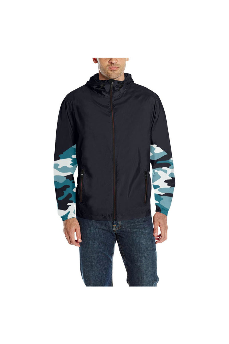Blue Camouflage Quilted Windbreaker for Men (Model H35) - Objet D'Art