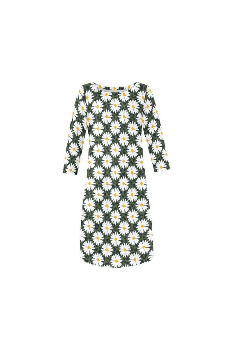 Daisy Print Rhea Loose Round Neck Dress - Objet D'Art