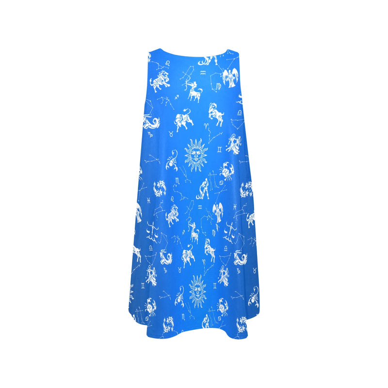 zodiac constellation print 2 Sleeveless A-Line Pocket Dress (Model D57) - Objet D'Art