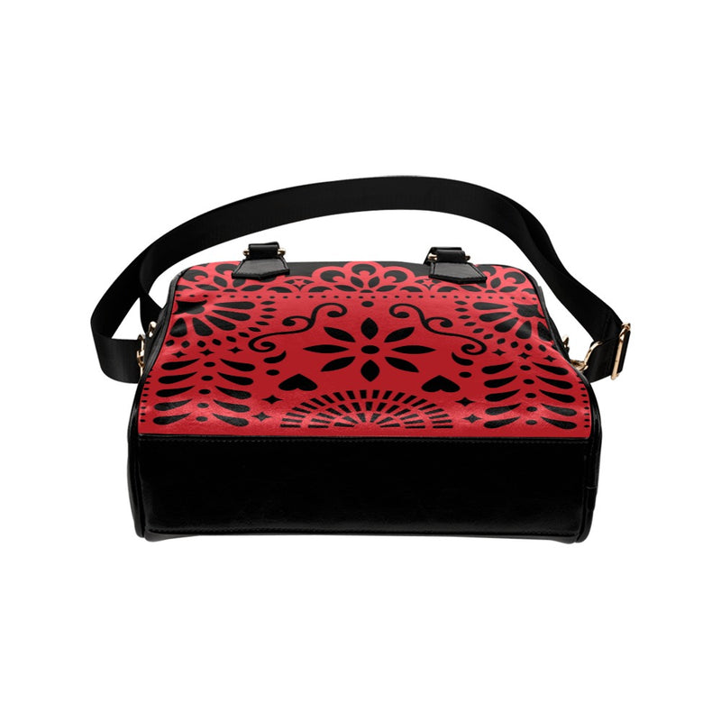 Red Papel Picado Shoulder Handbag (Model 1634) - Objet D'Art