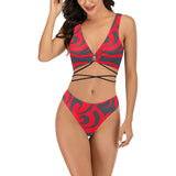 trible scroll print 2 Cross String Bikini Set (Model S29) - Objet D'Art