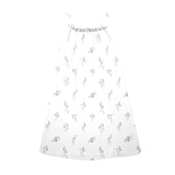 swan print asian print Drawstring Neck Sleeveless Dress (Model D68) - Objet D'Art