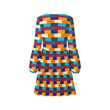 self portrait color scheme print V-Neck Loose Fit Dress (Model D62) - Objet D'Art