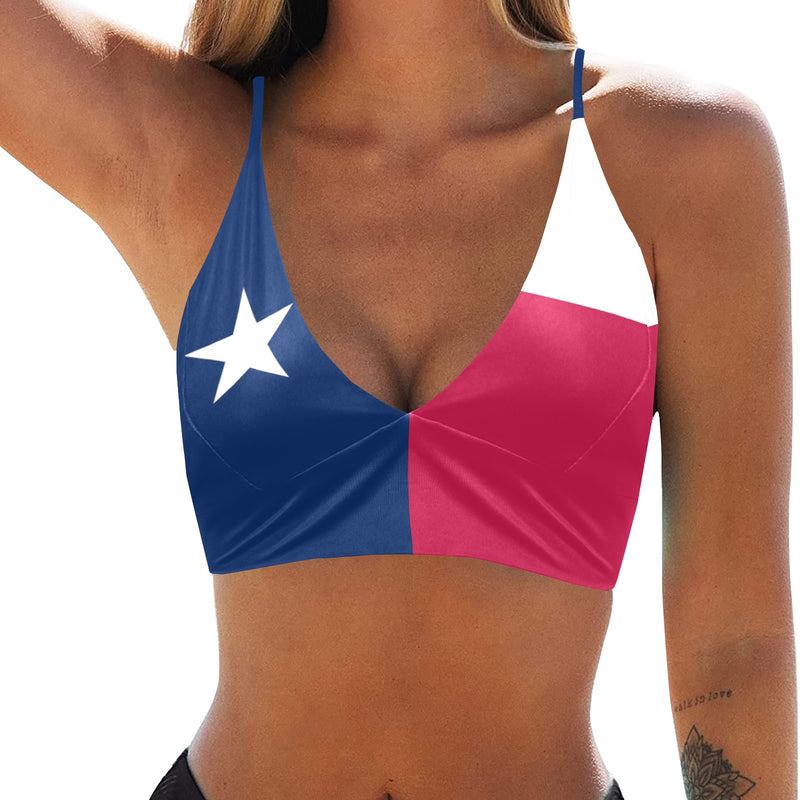 Texas Lone Star Crop Bikini Top (Model S40) - Objet D'Art