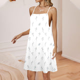 swan print asian print Drawstring Neck Sleeveless Dress (Model D68) - Objet D'Art