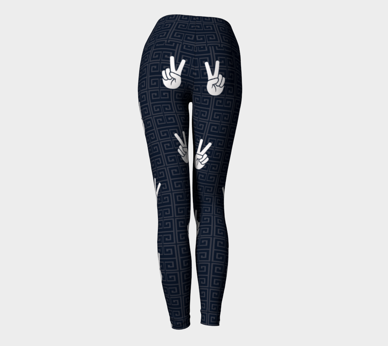 Greek Key Peace Signs Yoga Leggings - Objet D'Art