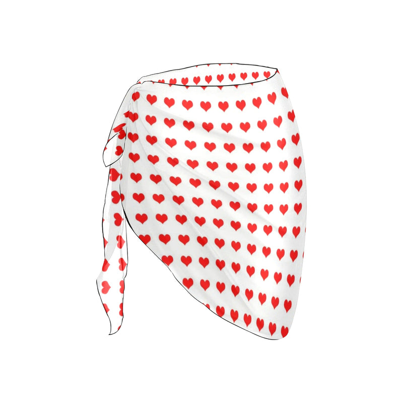 red hot hearts print Beach Sarong Wrap - Objet D'Art