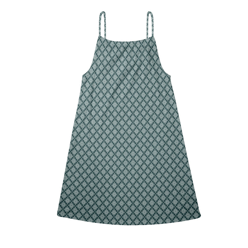 heart wheels print Drawstring Neck Sleeveless Dress (Model D68) - Objet D'Art