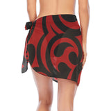 red and black scroll print Beach Sarong Wrap - Objet D'Art