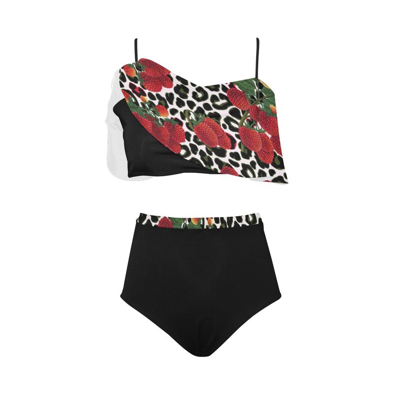 black 2 9k High Waisted Ruffle Bikini Set (Model S13) - Objet D'Art