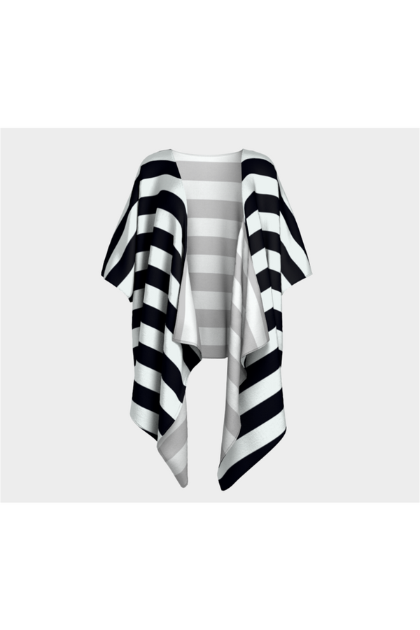 Black & White Striped Draped Kimono - Objet D'Art