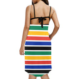south africa colors print Spaghetti Strap Backless Beach Cover Up Dress (Model D65) - Objet D'Art