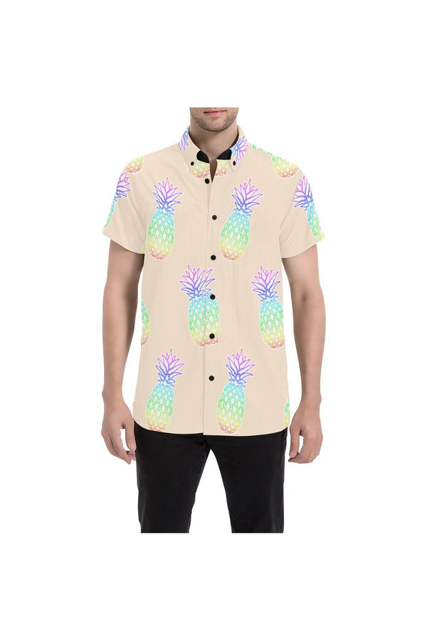 Pineapple Fiesta Pressed Rose Men's All Over Print Short Sleeve Shirt (Model T53) - Objet D'Art