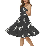 Nine Lives Sleeveless Square Neck Flare Hem Midi Dress - Objet D'Art
