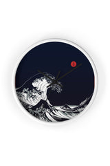 Big Blue Wave Little Red Moon Wall clock - Objet D'Art