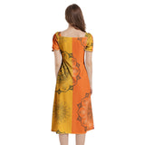 Puff Sleeve Split Thigh Midi Dress - Objet D'Art