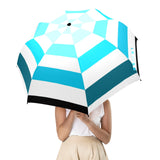 blue striped umbrella ombre Semi-Automatic Foldable Umbrella (Model U12) - Objet D'Art