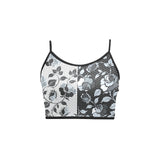 selenium gray print 3 Women's Spaghetti Strap Crop Top (Model T67) - Objet D'Art