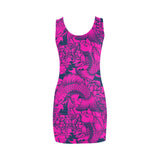 fuchsia pisces print 2 Medea Vest Dress (Model D06) - Objet D'Art