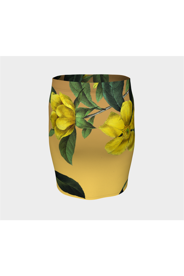 Golden Christmas Rose Fitted Skirt - Objet D'Art