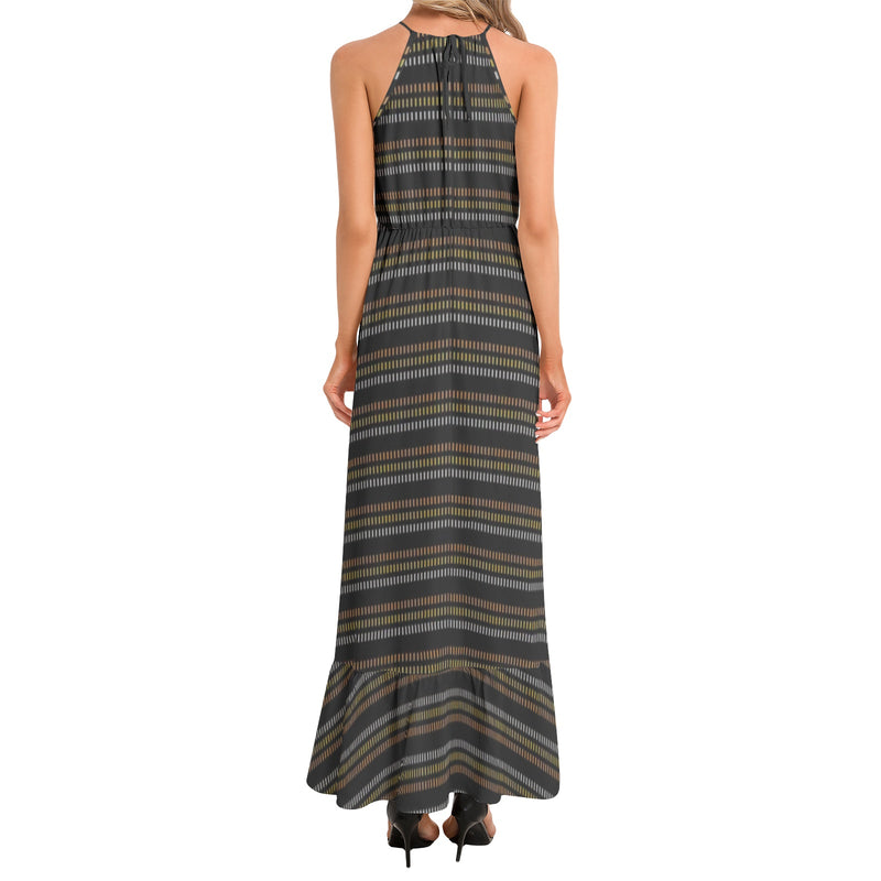 Ruffle Hem Halter Neck Maxi Dress - Objet D'Art