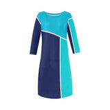 tri colored dress Rhea Loose Round Neck Dress(Model D22) - Objet D'Art