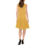 solid color print 2 Sleeveless Splicing Shift Dress(Model D17) - Objet D'Art