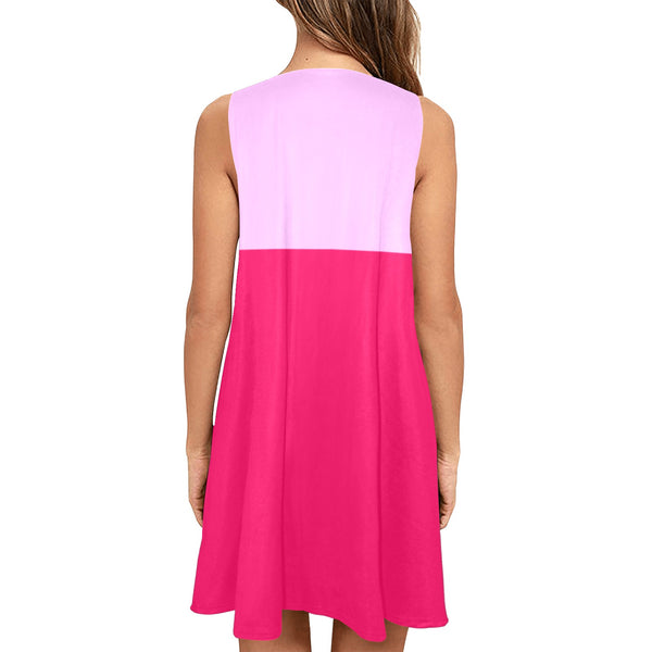 Two-tone innuendos of Pink Sleeveless A-Line Pocket Dres - Objet D'Art