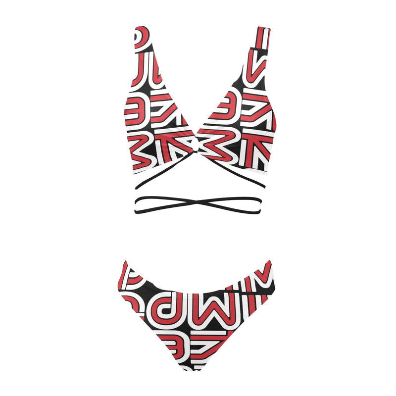 red white black kemp logo Cross String Bikini Set (Model S29) - Objet D'Art