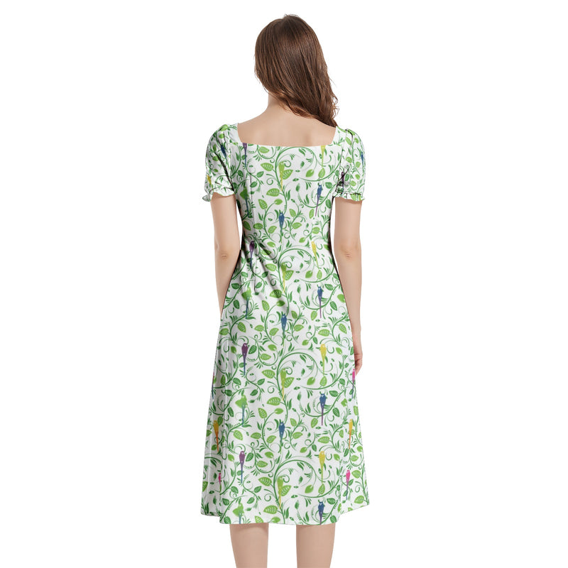 Puff Sleeve Split Thigh Midi Dress - Objet D'Art