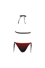 Red to Black Buckle Front Halter Bikini Swimsuit - Objet D'Art